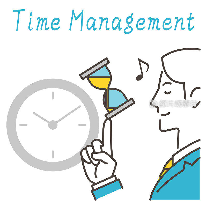 时间管理的概念，生产力，缩短时间，业务效率[矢量插图材料]。